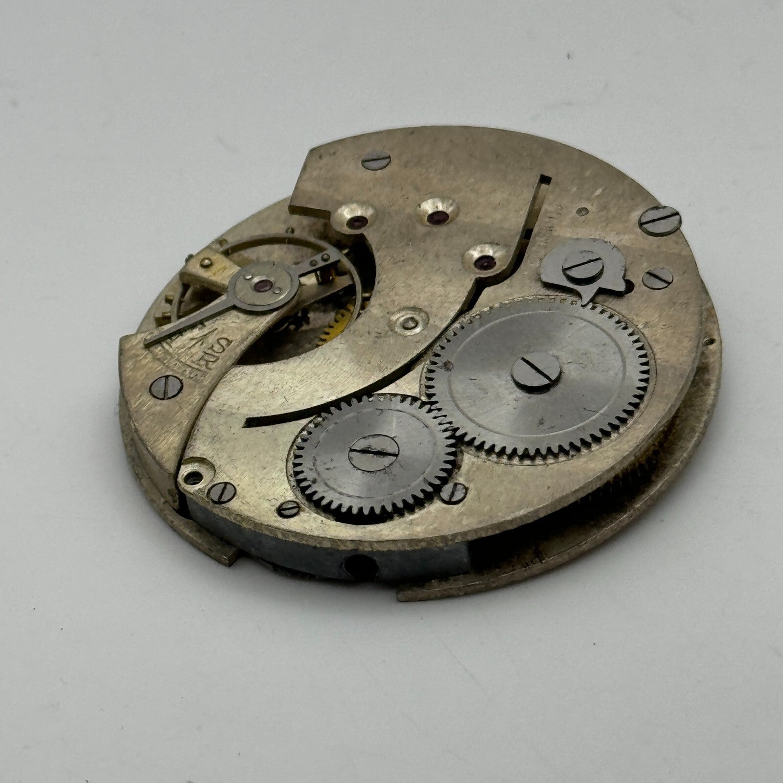 41.5mm 10 Jewels Unidentified Interesting Vintage Pocket Watch Movement PARTS