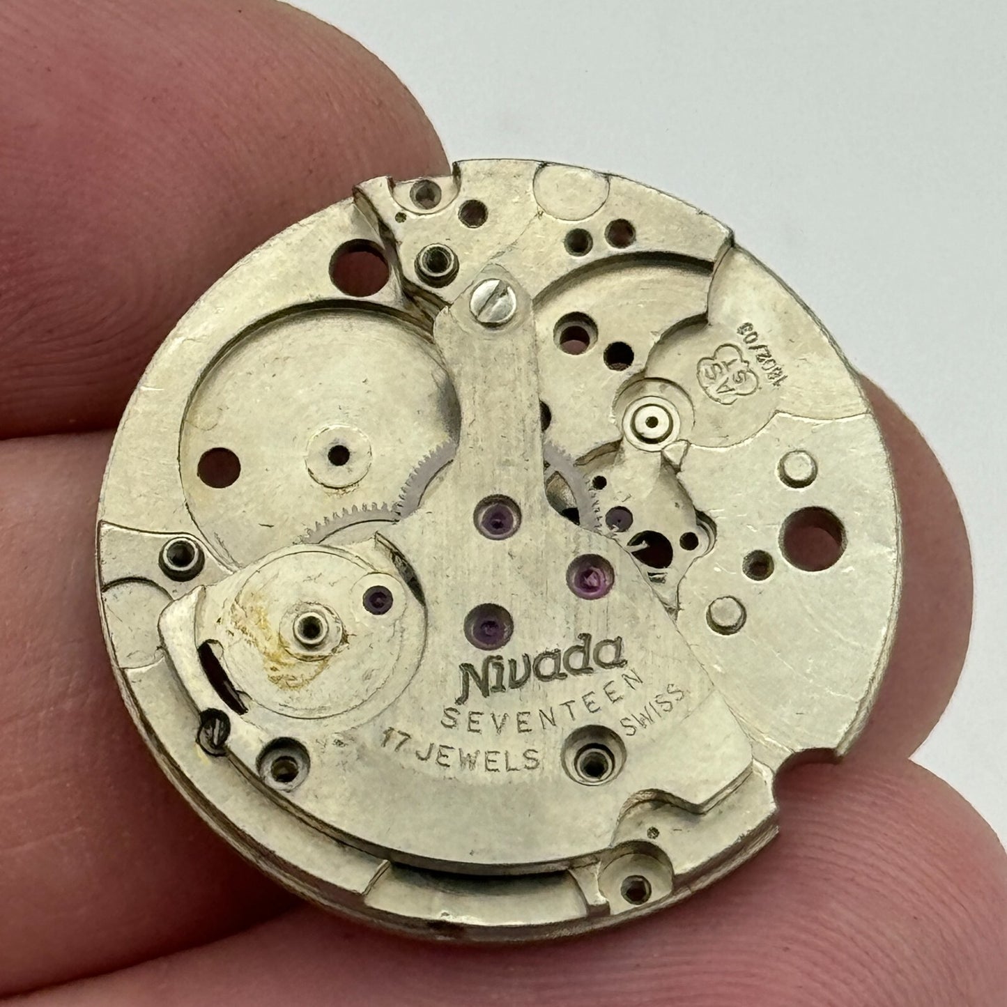 25.9mm Nivada AS ST 1802/03 Partial Manual Wind Swiss Watch Movement PARTS SPARE