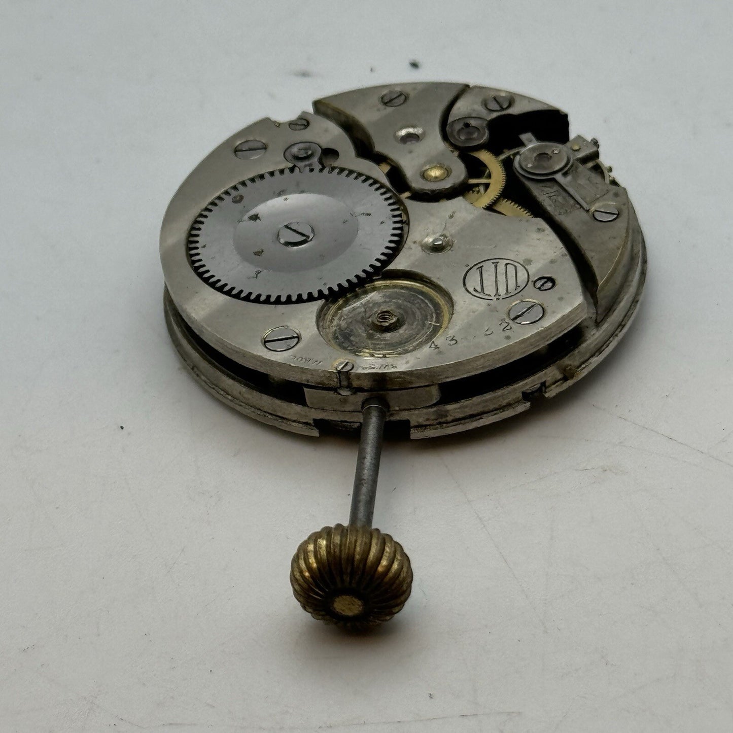 41.3mm Manual Wind UIT Top Wind Pocket Watch Movement Balance Damaged FOR PARTS