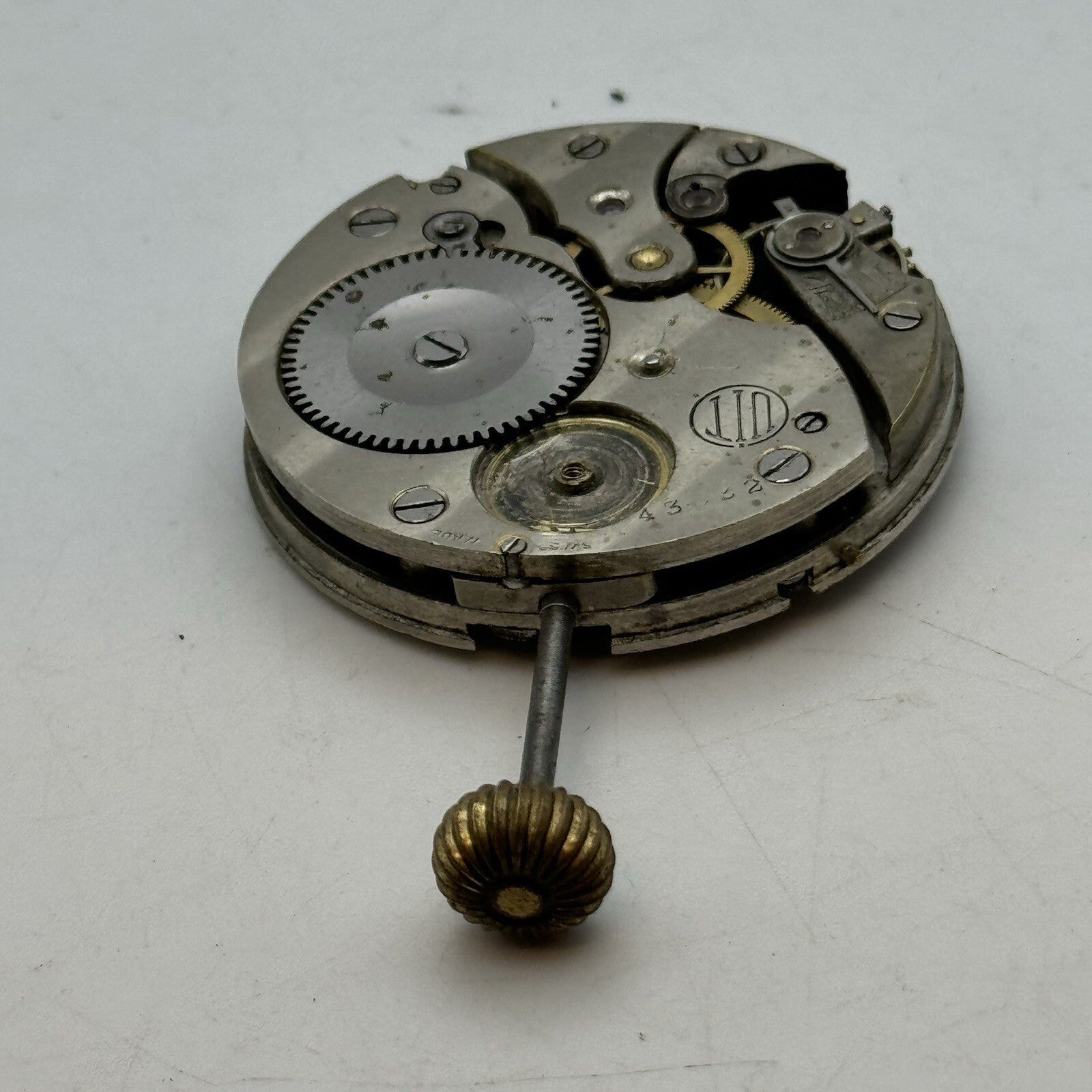 41.3mm Manual Wind UIT Top Wind Pocket Watch Movement Balance Damaged FOR PARTS