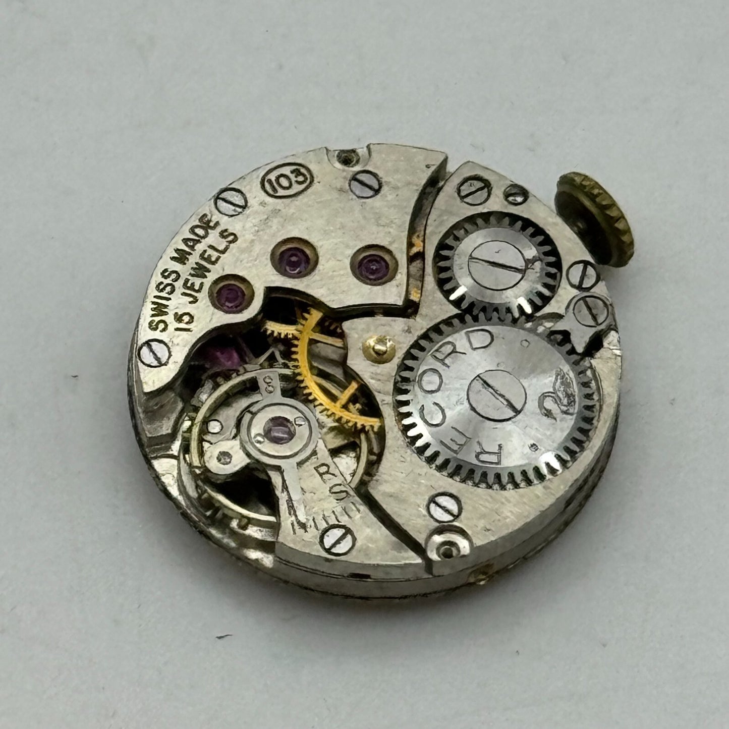 19.7mm Running H Samuel Record Cal 103 Manual Wind Watch Movement PARTS SPARES
