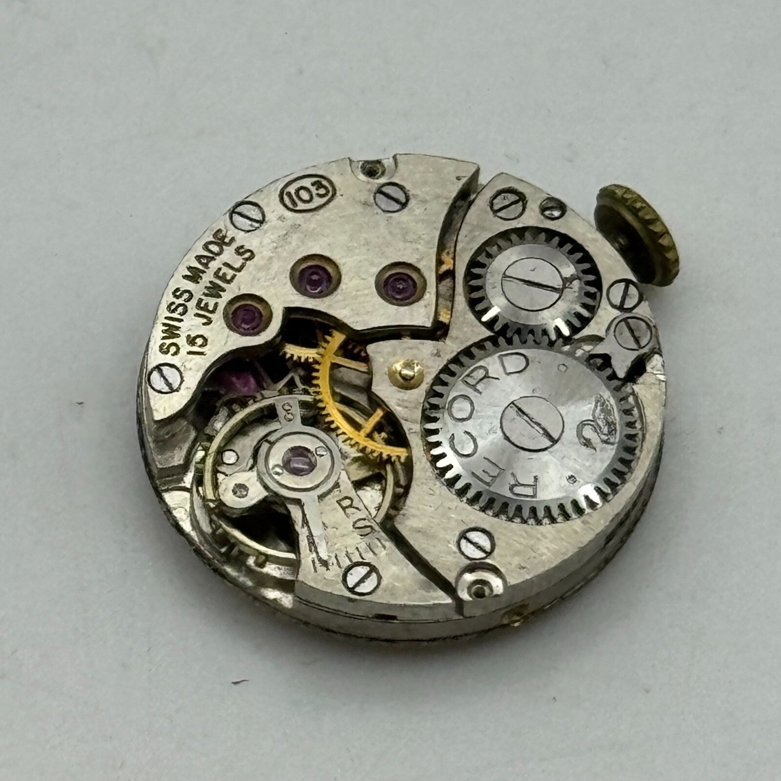 19.7mm Running H Samuel Record Cal 103 Manual Wind Watch Movement PARTS SPARES