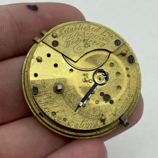 37.4m J W Reeley & Sons London Fusee Pocket Watch Movement - Chain Present PARTS