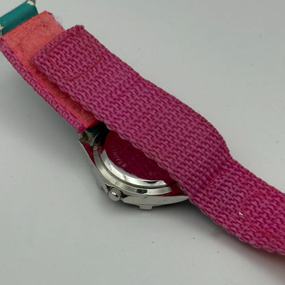 Kids Quartz Watch Blue Butterfly Design Hook & Loop Strap Working 33mm