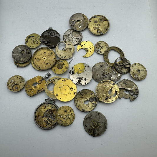 510 Grams Job Lot Of  Pocket Watch Movements Parts For Spares / Repairs / Parts