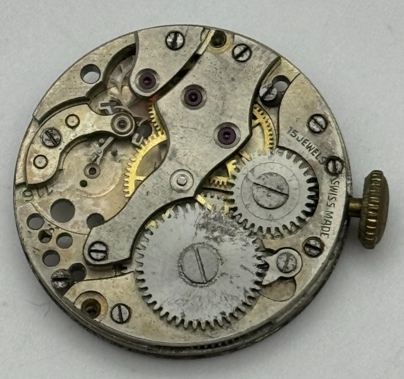 23.4mm Unidentified Cal 116 Manual Wind Watch Movement Swiss Vintage PARTS SPARE