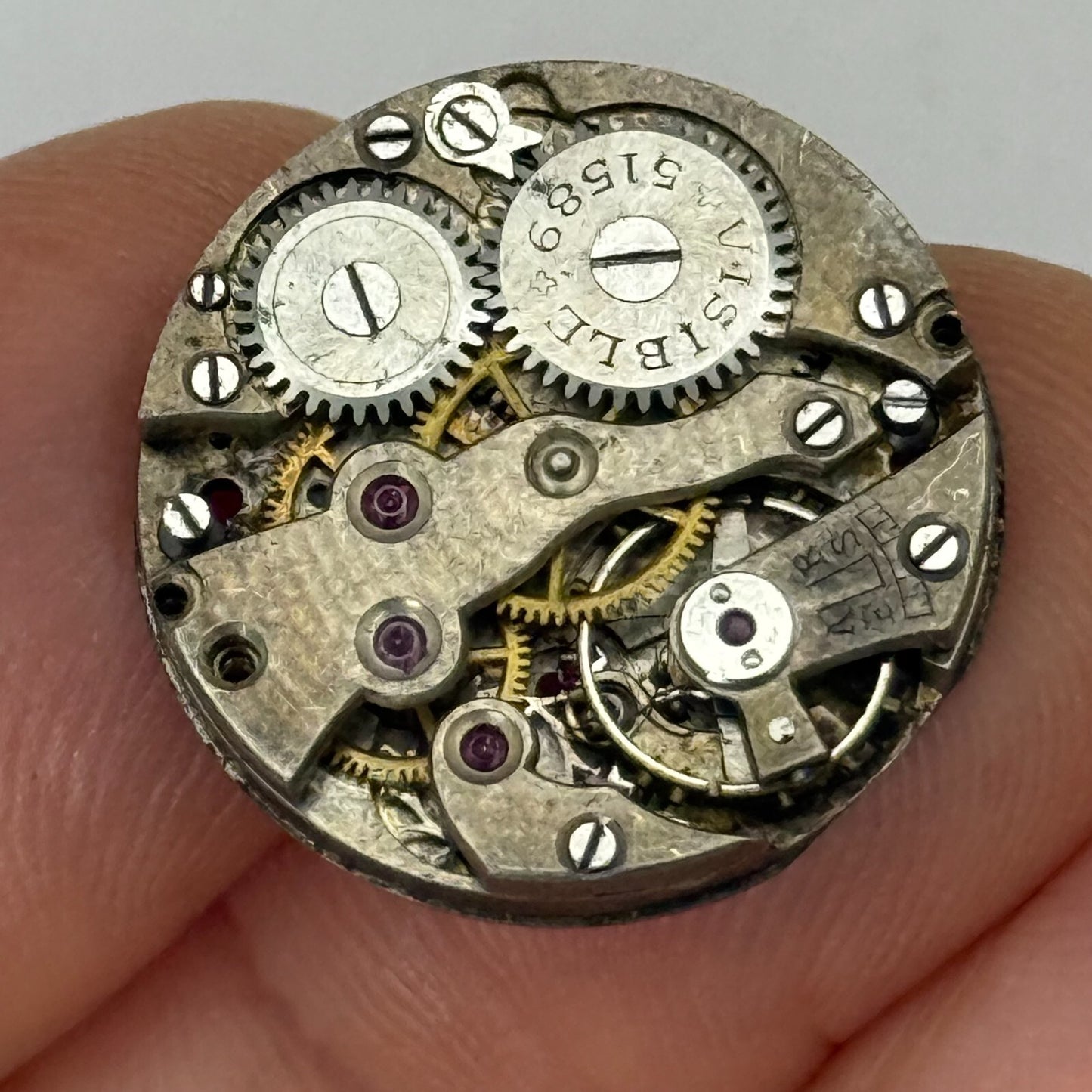 19.7mm Vintage Visible 51589 Manual Wind Watch Movement PARTS REPAIR