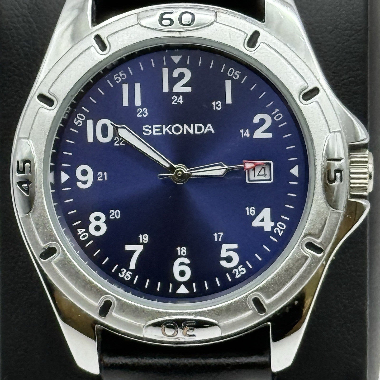 40mm Working Men’s Sekonda N3512 Blue 24 Hour Date Dial Stainless Quartz Watch