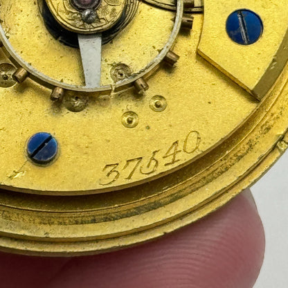 Antique 50mm Good Quality English Pocket Watch Movement Unidentified PARTS SPARE