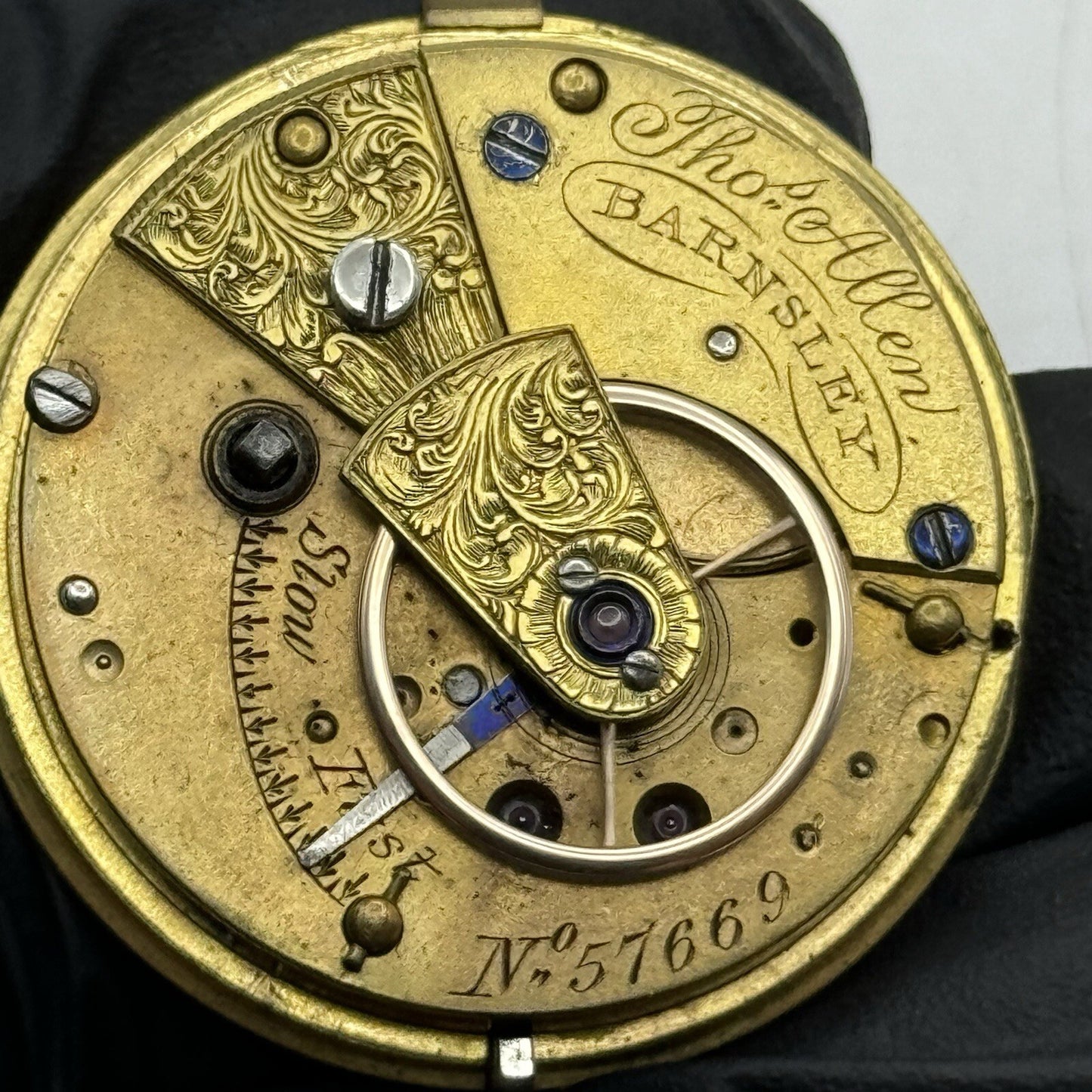 37.7mm Manual Wind Thomas Allen Barnsley Fusee Pocket Watch Movement FOR PARTS