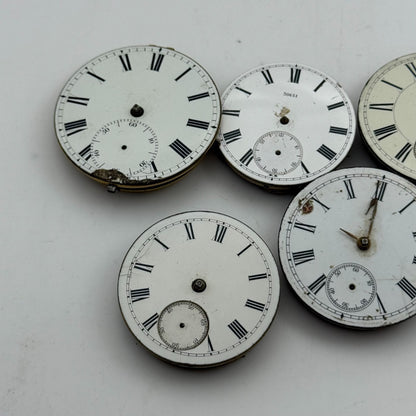 Bundle Of 5 Mixed Antique / Vintage Pocket Watch Movements PARTS REPAIR SPARES