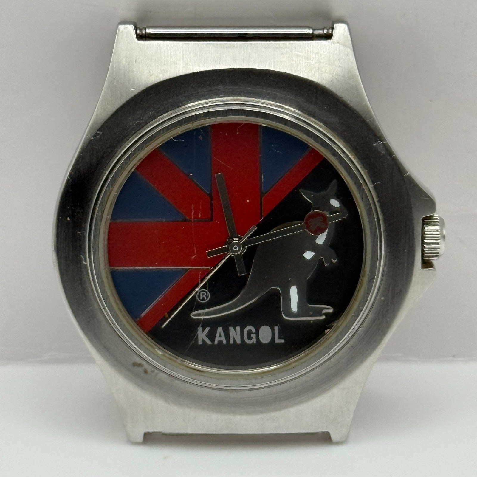 Vintage Kangol Men’s Quartz Watch Kangaroo Silver Tone 100 Metre Working 40mm