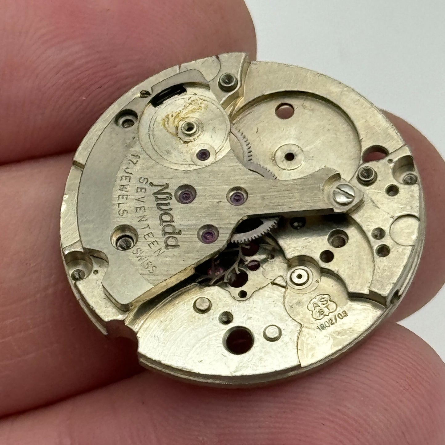 25.9mm Nivada AS ST 1802/03 Partial Manual Wind Swiss Watch Movement PARTS SPARE