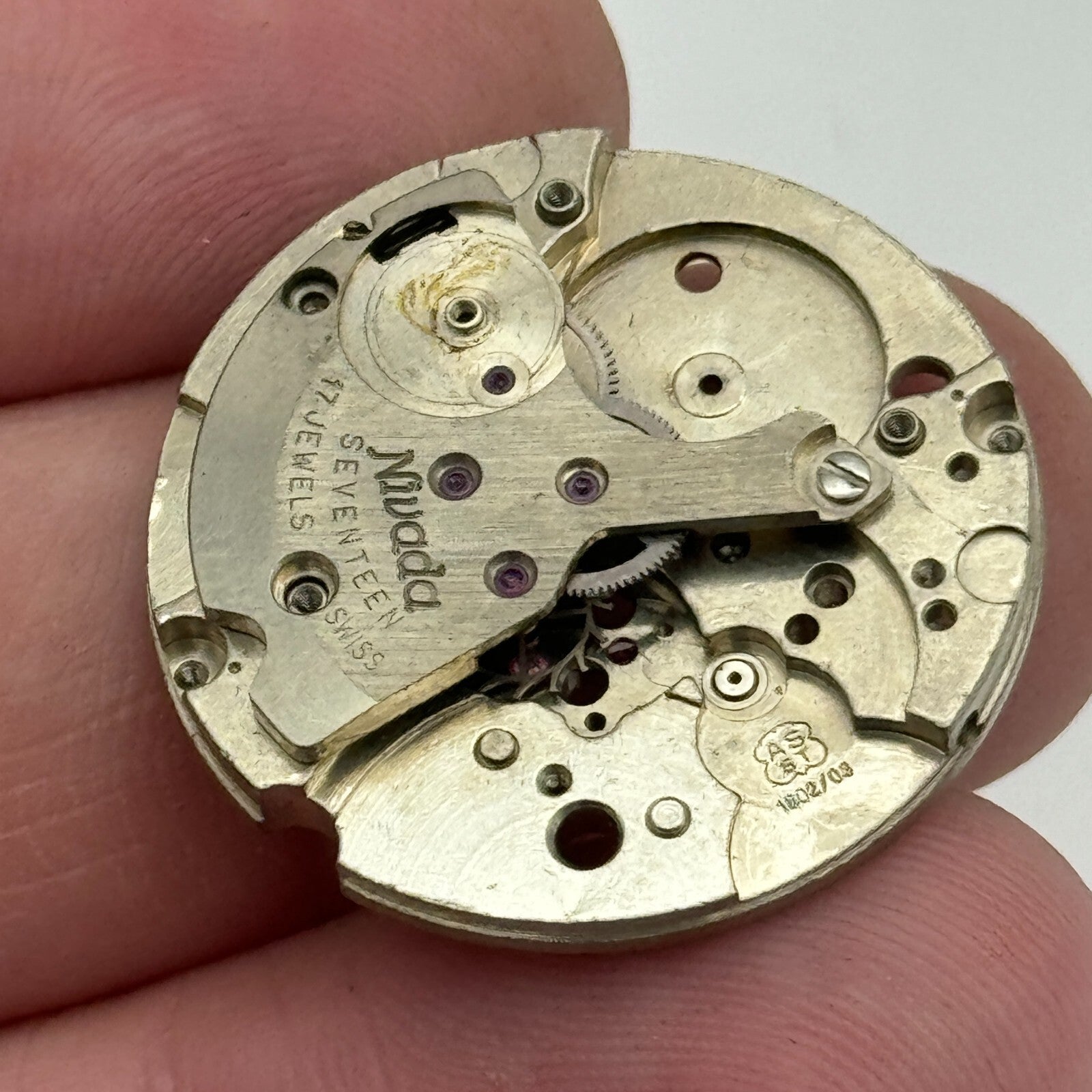 25.9mm Nivada AS ST 1802/03 Partial Manual Wind Swiss Watch Movement PARTS SPARE