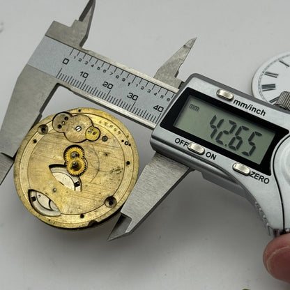 42.7mm Antique Key Wound Balance Intact Pocket Watch Movement Dial Hands PARTS