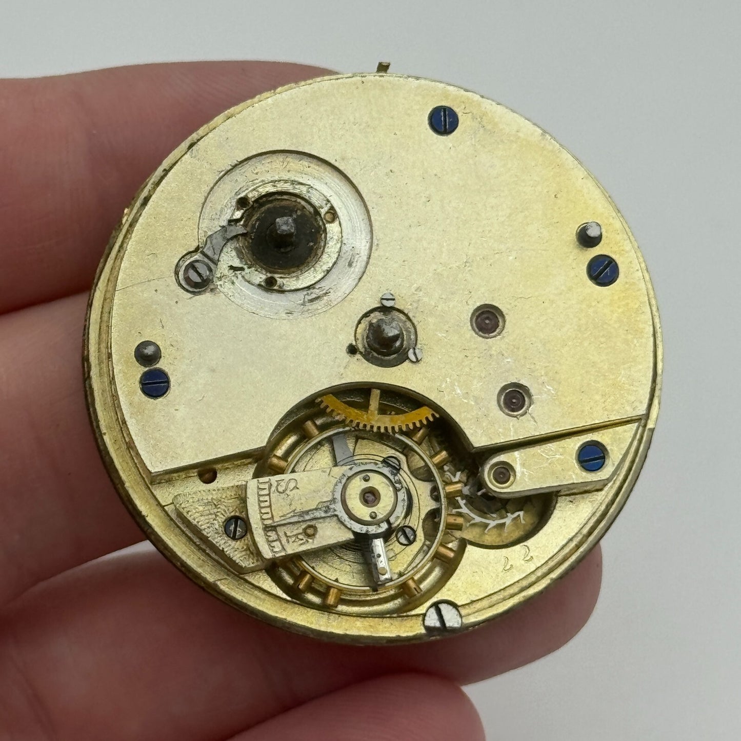 44.8mm Antique Henry E Peck London Swiss Key Wound Pocket Watch Movement PARTS