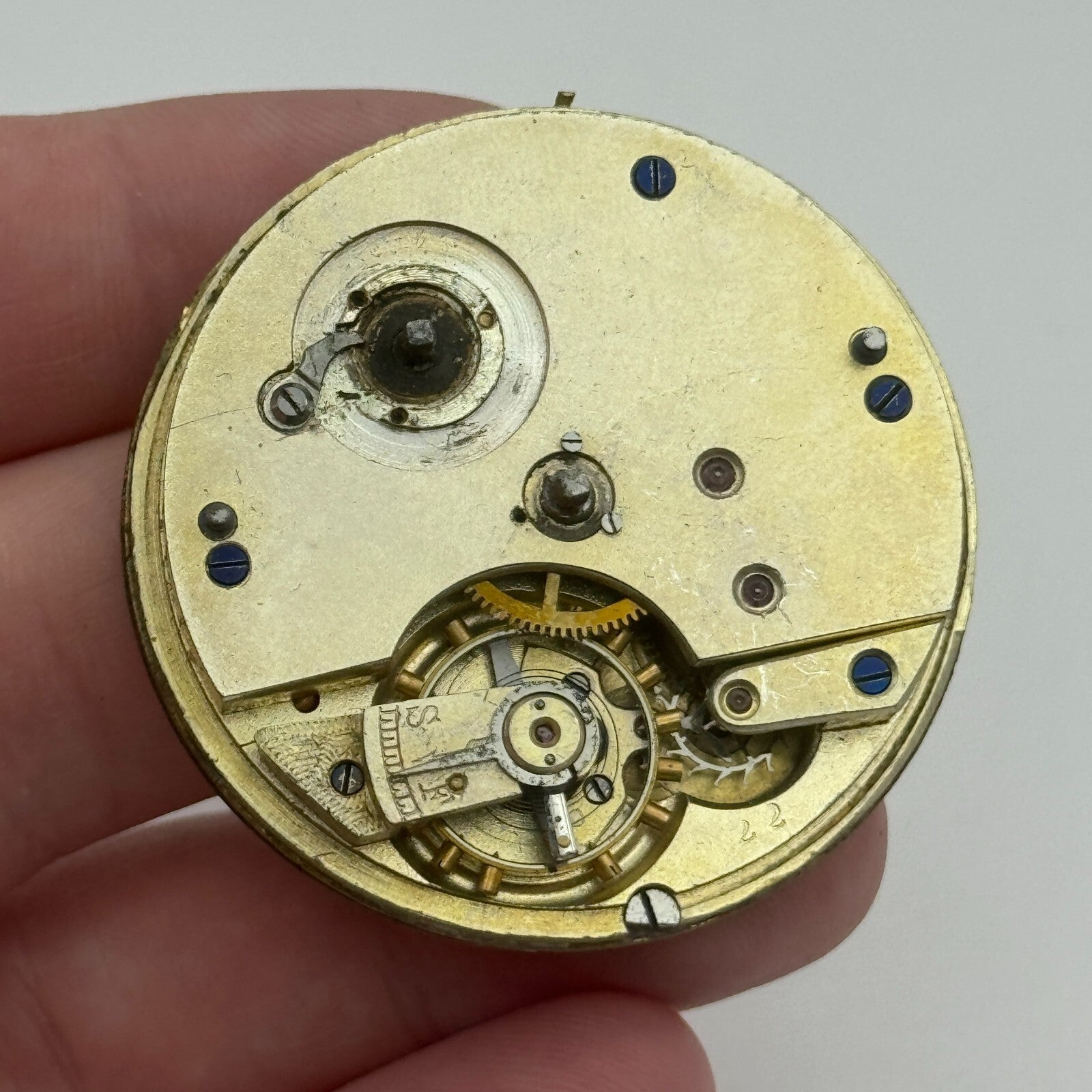 44.8mm Antique Henry E Peck London Swiss Key Wound Pocket Watch Movement PARTS