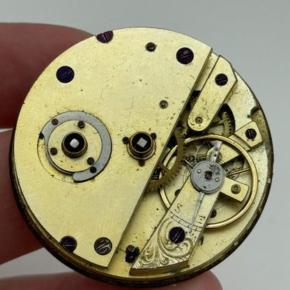 41.8mm Antique Unidentified Key Wound Pocket Watch Movement Dial Hands PARTS