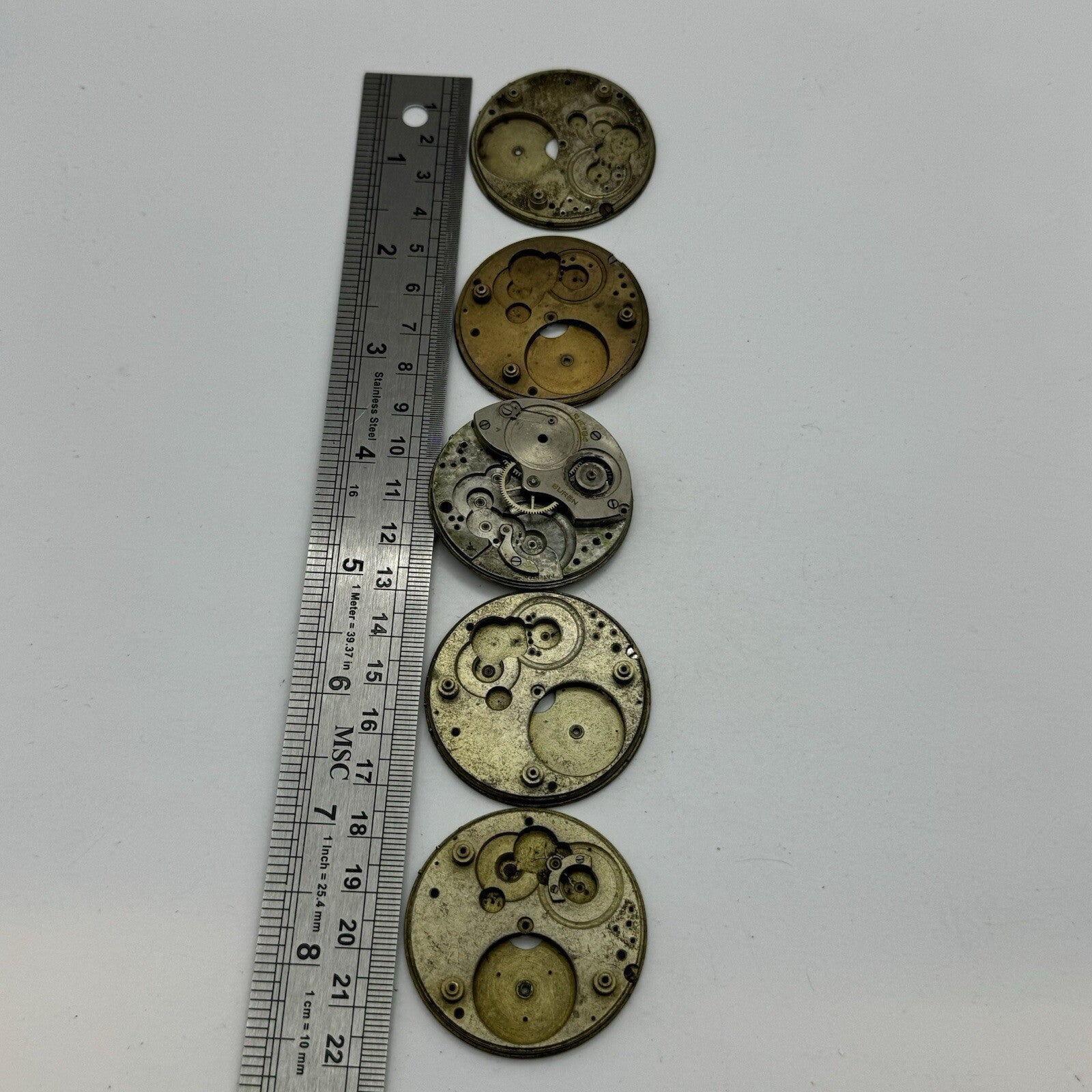 Buren Partial Pocket Watch Movement X 5 Job Lot Parts Repair Watchmakers Spares