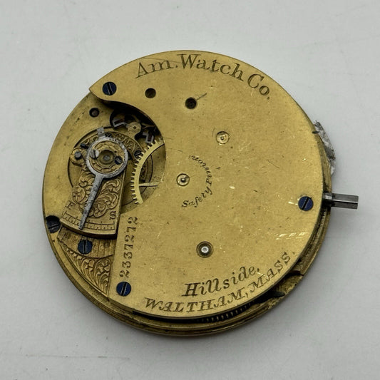 42mm Manual Wind Waltham Hillside No Balance Pocket Watch Movement FOR PARTS