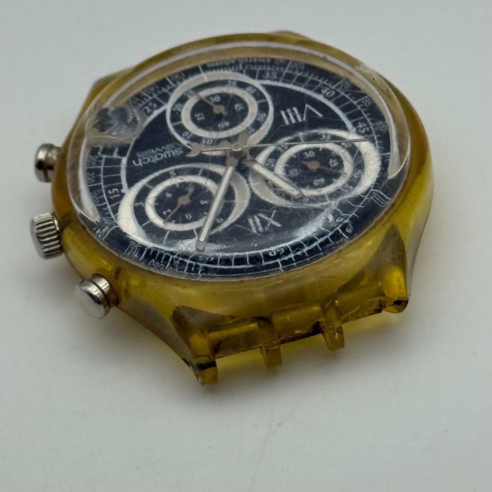 37.4mm Vintage 1996 Swatch Shiny Start SCK407 Chronograph Watch UNTESTED PARTS