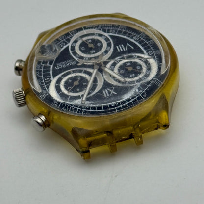37.4mm Vintage 1996 Swatch Shiny Start SCK407 Chronograph Watch UNTESTED PARTS