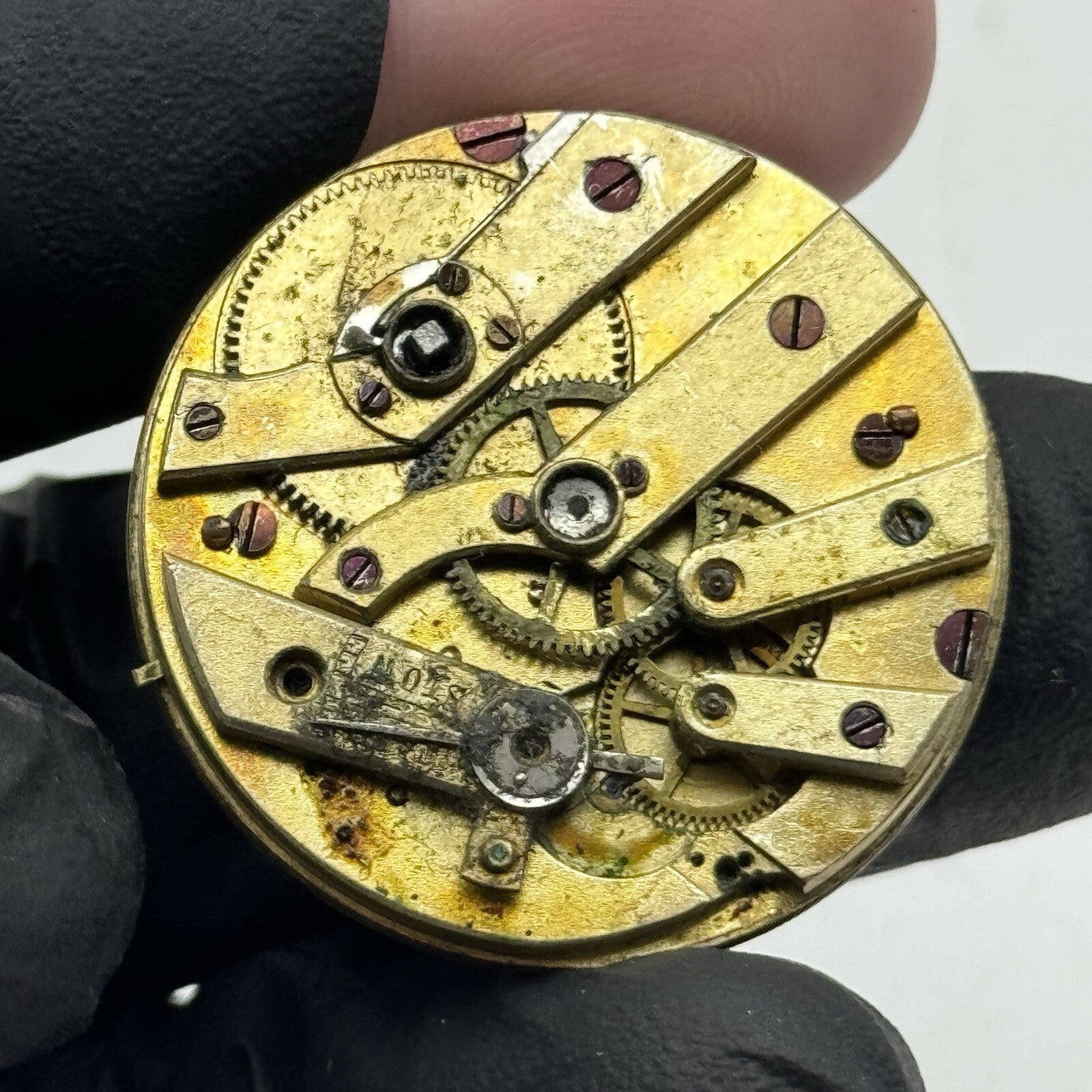 31.6mm Quality White Porcelain Dial Cylinder Watch Movement FOR PARTS
