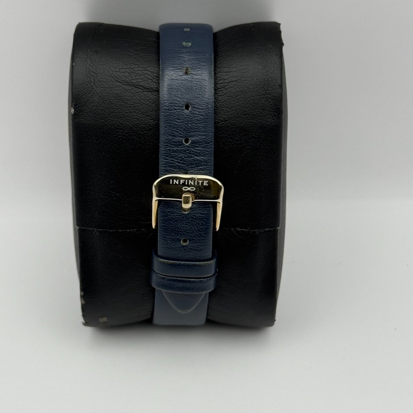 Infinite Ladies Quartz Watch Silver Dial Blue Leather Strap Japan Working 28mm