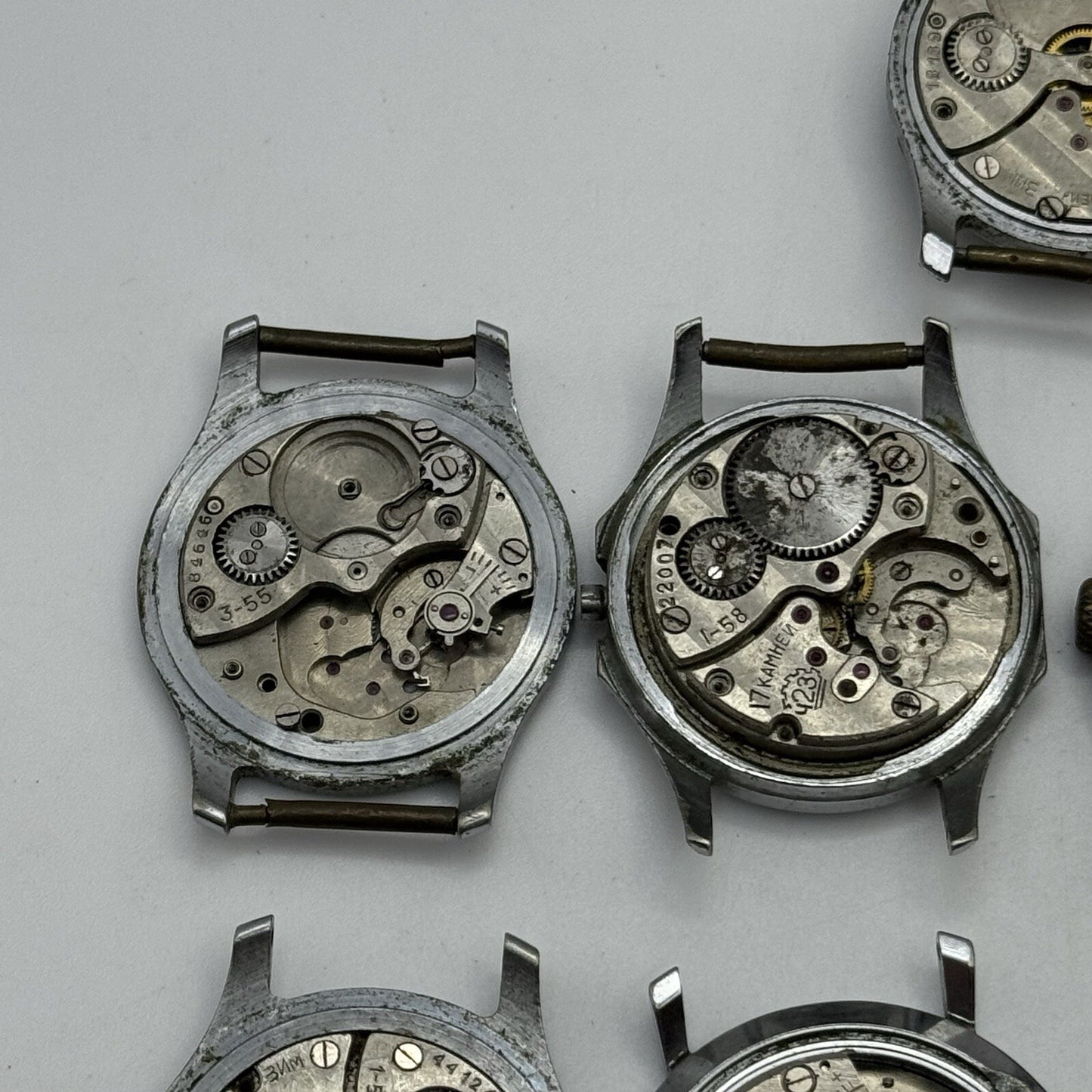 9 x Vintage Soviet Manual Wind Watch Heads For Parts Repair Job Lot Bundle