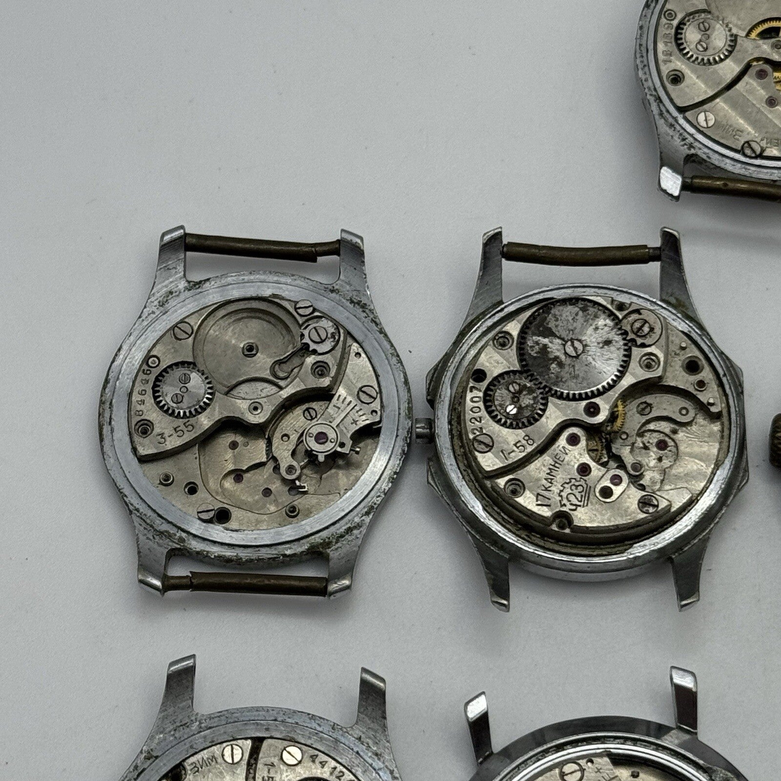 9 x Vintage Soviet Manual Wind Watch Heads For Parts Repair Job Lot Bundle