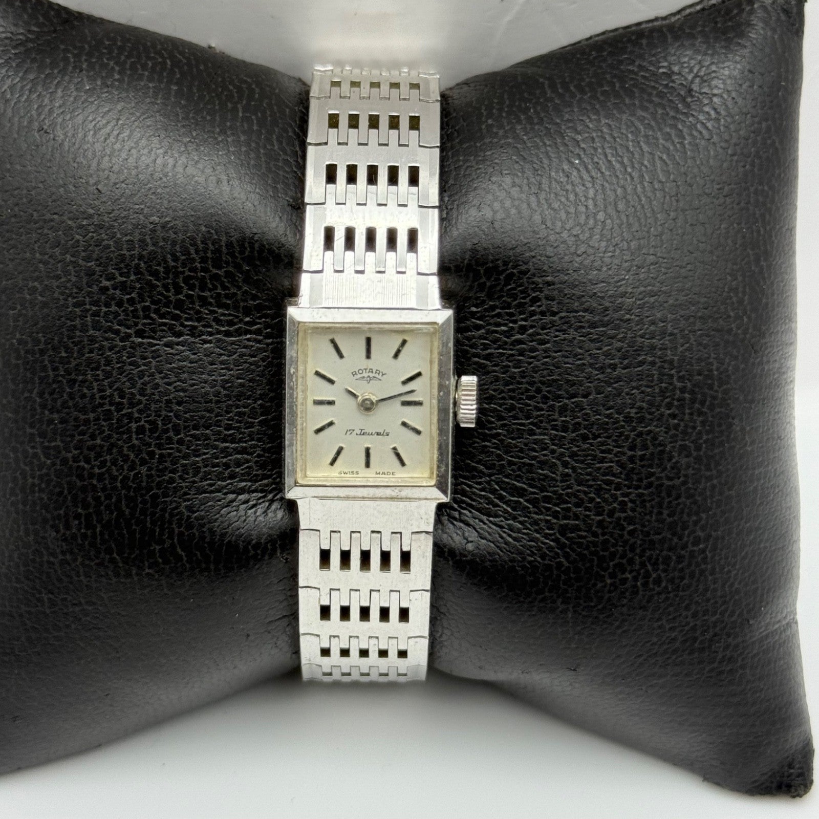 15mm Vintage Rotary 17 Jewels Silver Tone Panel Manual Wind Watch PARTS / REPAIR