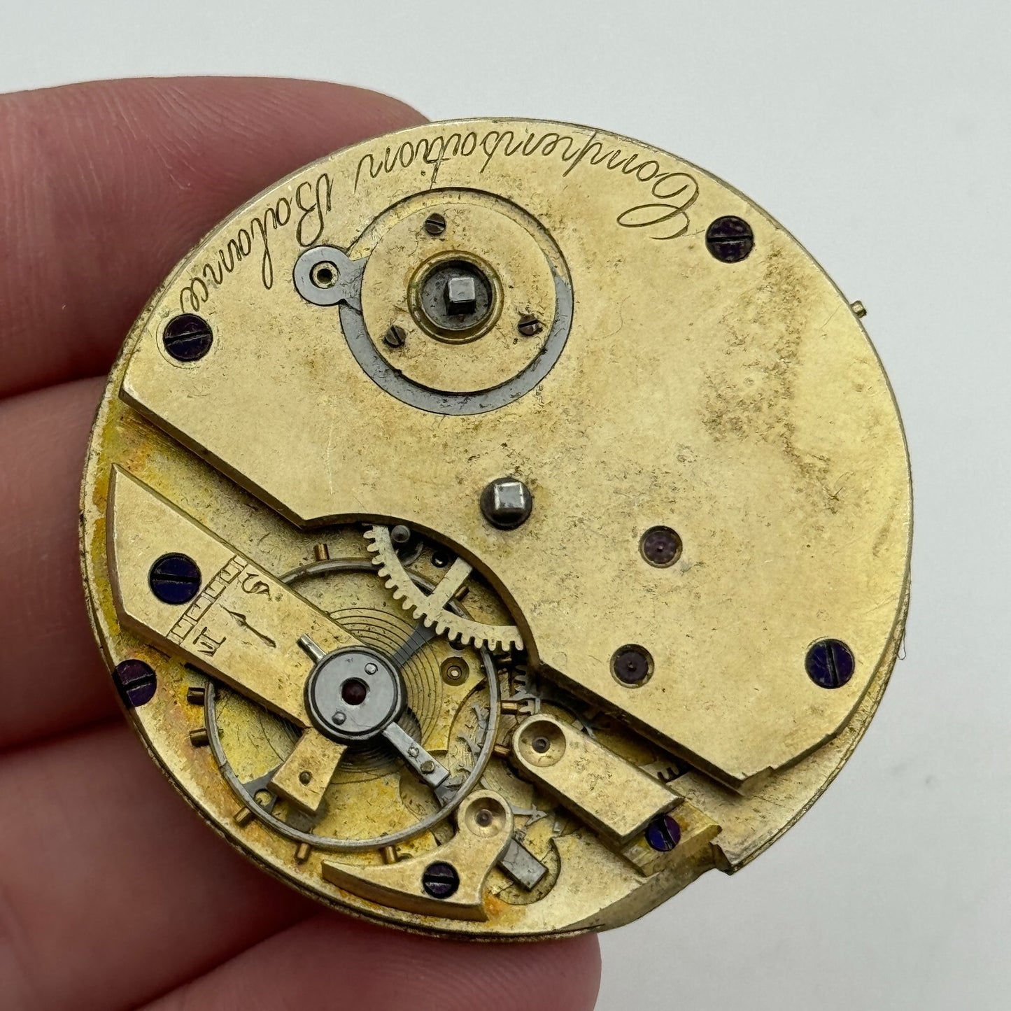 47.8mm Antique Compensation Balance Key Wound Pocket Watch Movement PARTS SPARES