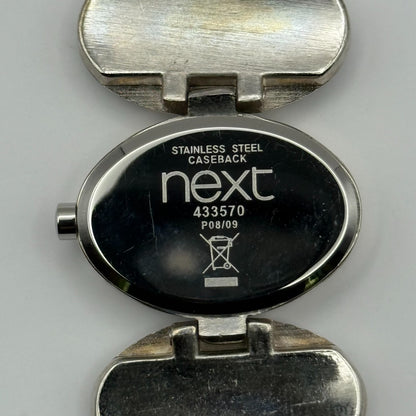 Next Ladies Quartz Watch Black Silver Tone Oval Bracelet Working 30mm 6 Inches