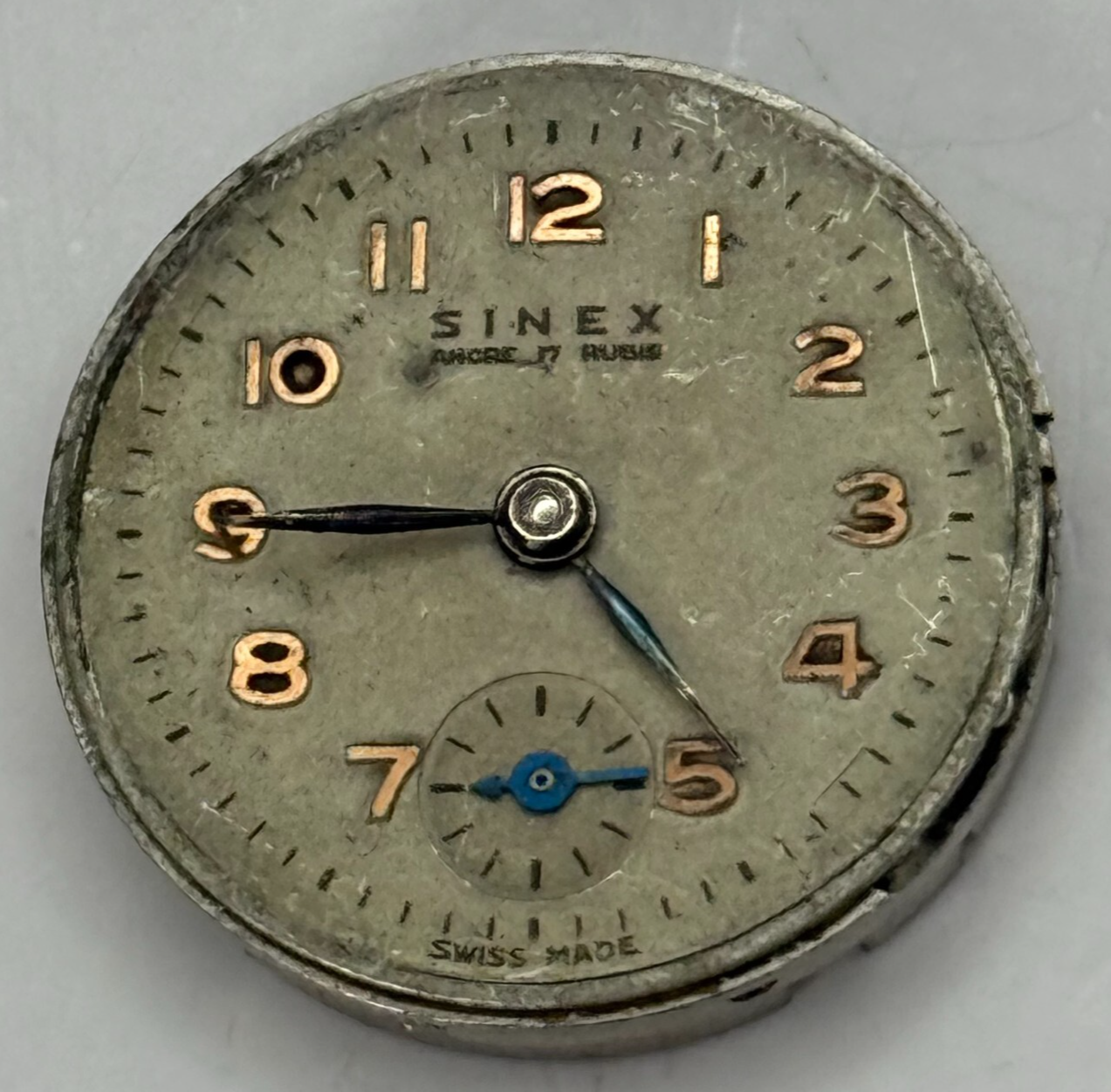 19.7mm Vintage Sinex Derby D 40 Swiss Manual Wind Watch Movement PARTS REPAIR