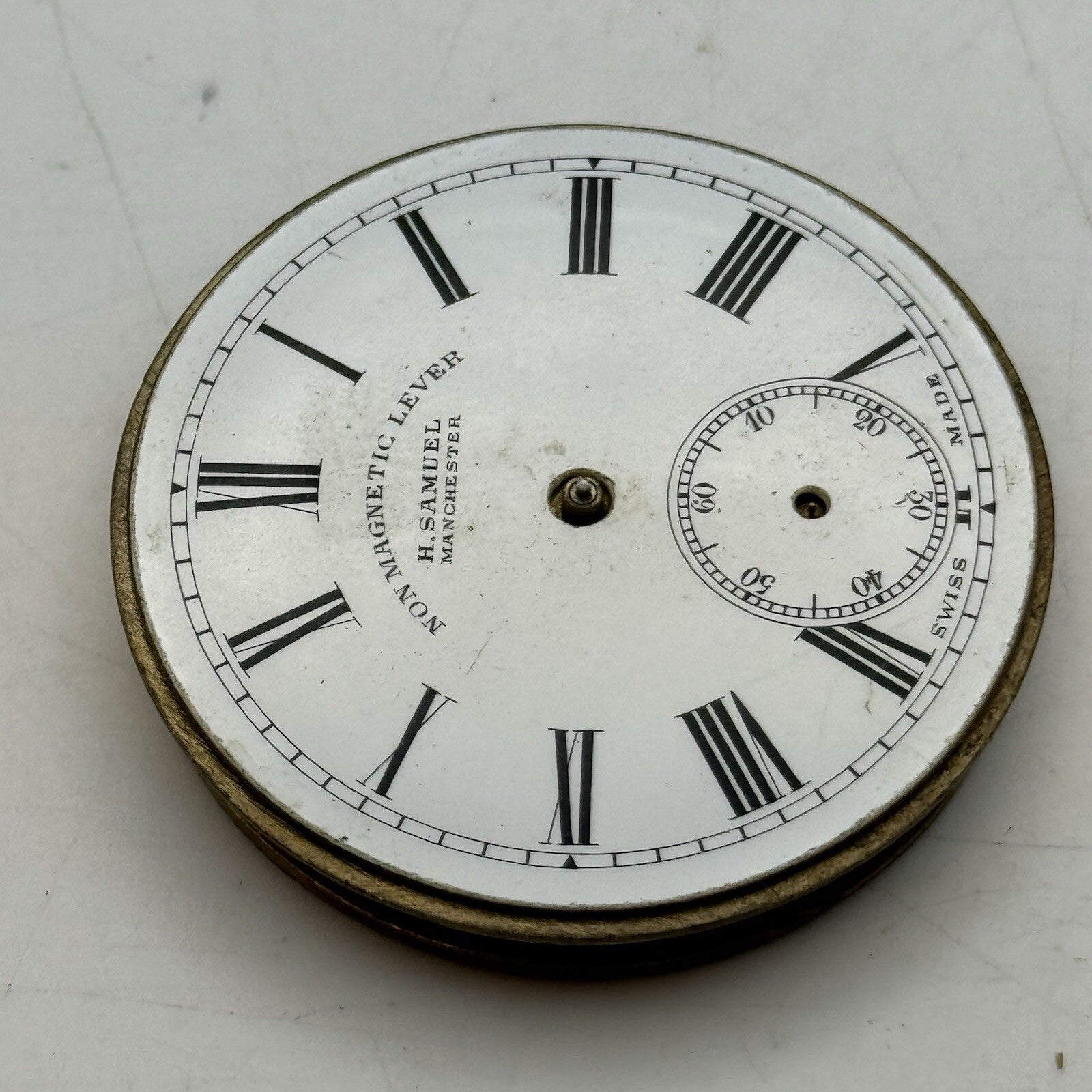 42.9mm H Samuel Non Magnetic Lever Pocket Watch Movement FOR PARTS