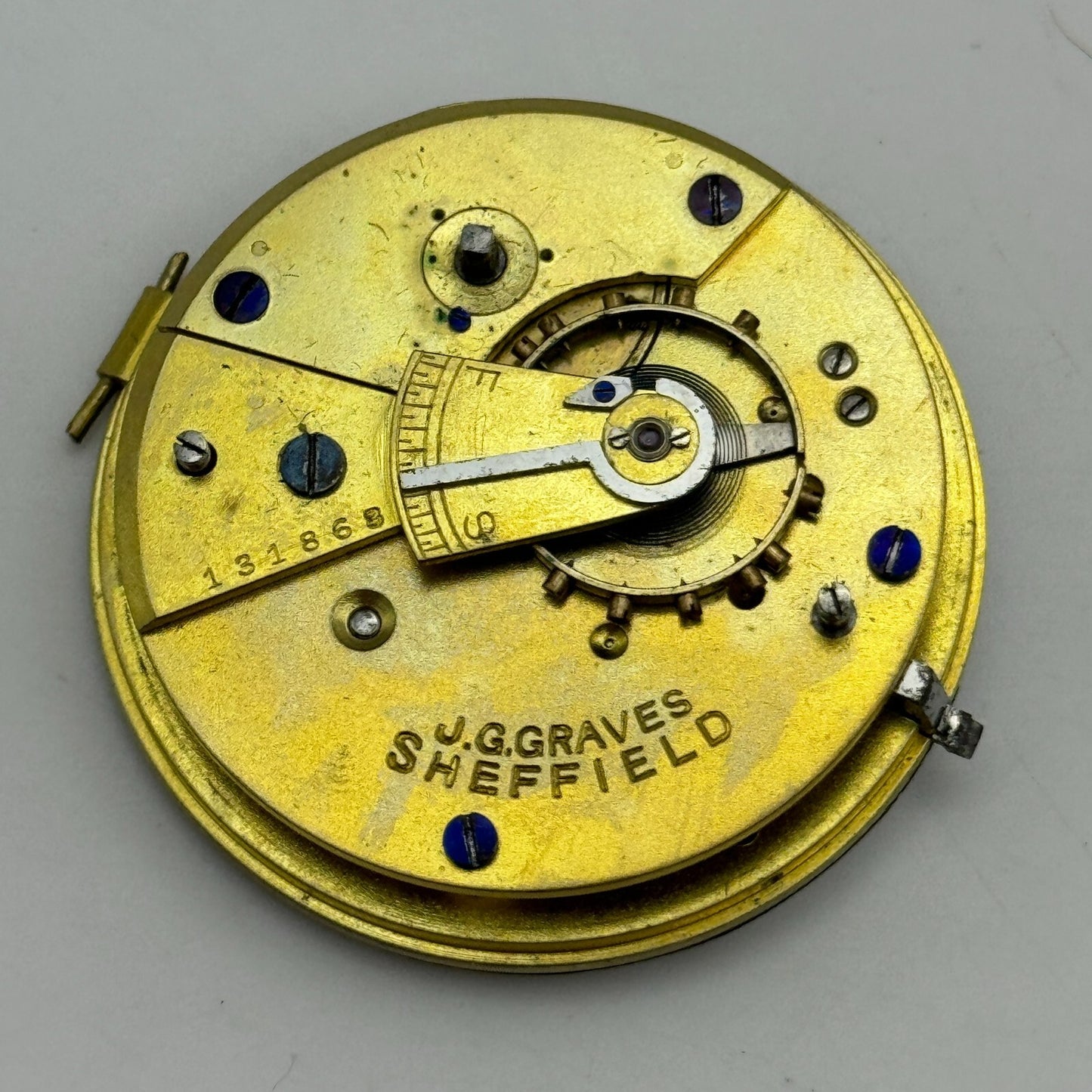44.9mm Antique J G Graves Sheffield English Express Lever Pocket Watch Movement