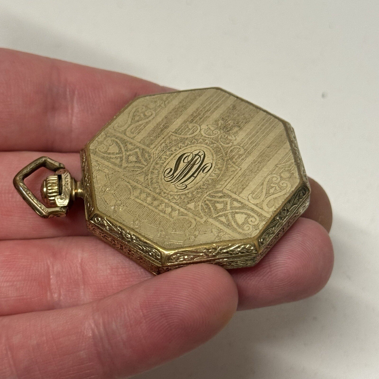 43mm WORKING Vintage Gold Filled York Octagonal Nawco Challenge Pocket Watch