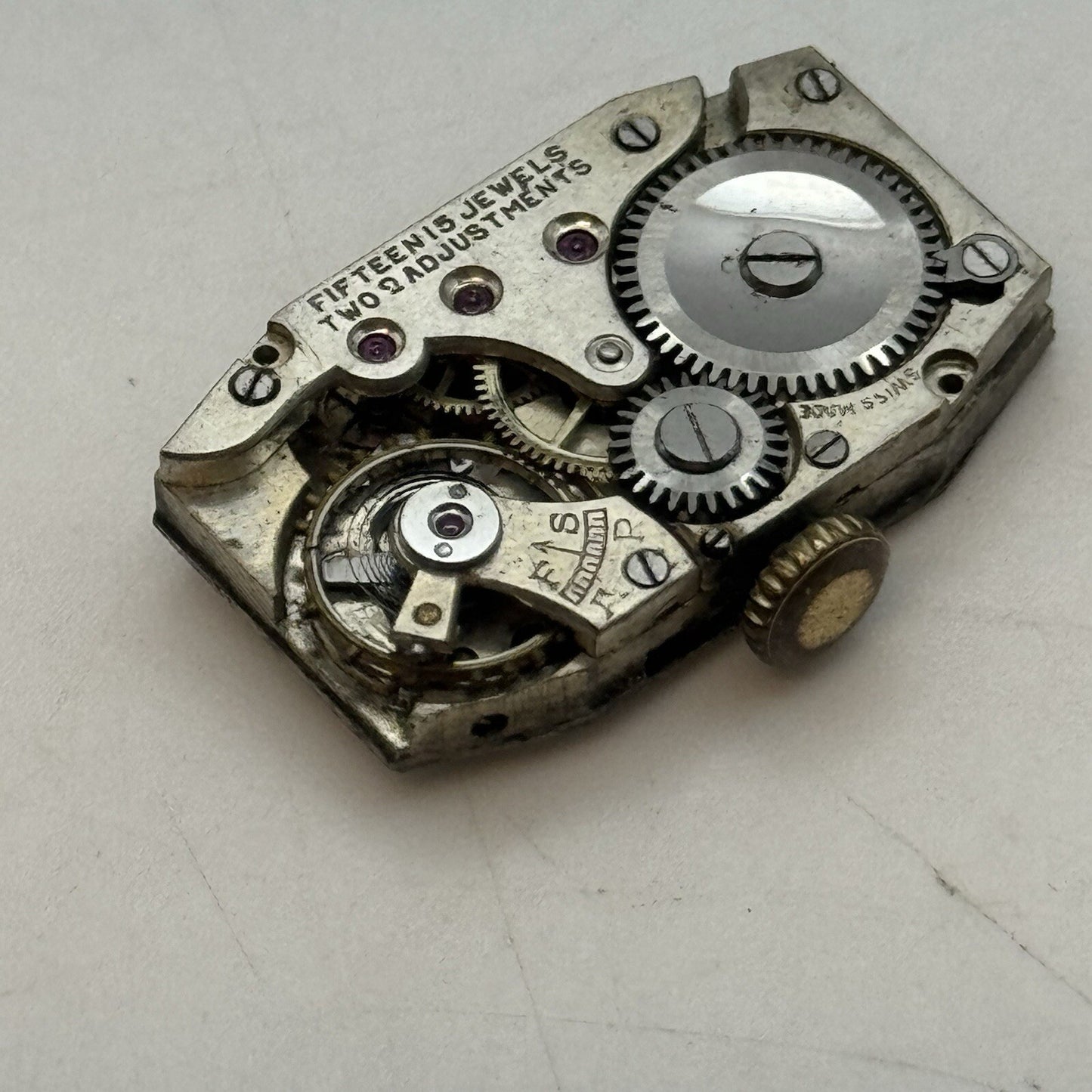 15.1mm Running Art Deco Tank Watch Movement Dial Hands Restoration Repair Parts