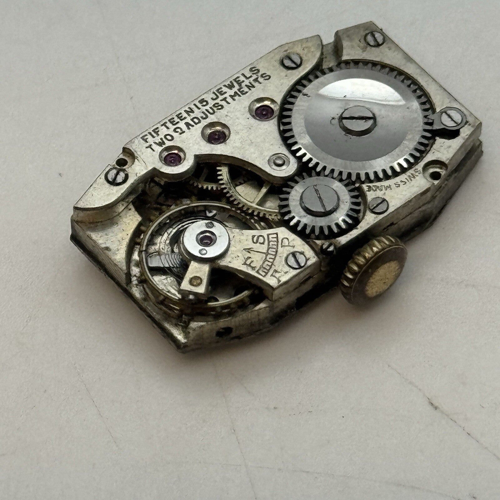 15.1mm Running Art Deco Tank Watch Movement Dial Hands Restoration Repair Parts
