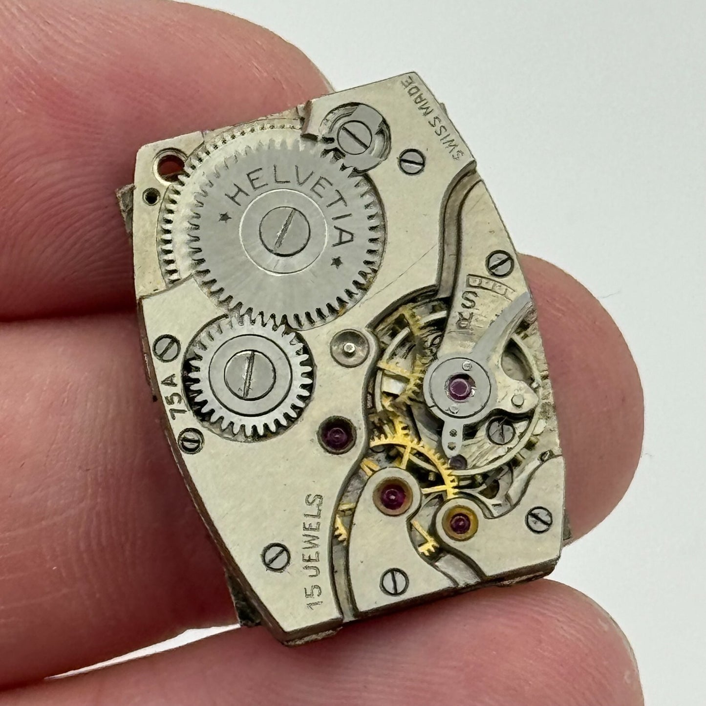 20mm Men's Helvetia 75A Tank Sub Seconds Watch Movement Manual Wind Swiss PARTS