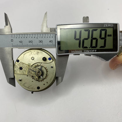 46.9mm Antique H Samuel Manchester Key Wound Swiss Pocket Watch Movement PARTS