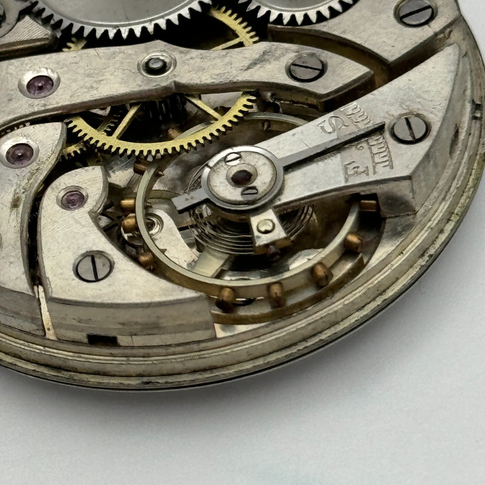 42.9mm Vintage Open Face Erlim Swiss Balance Ok Pocket Watch Movement PARTS