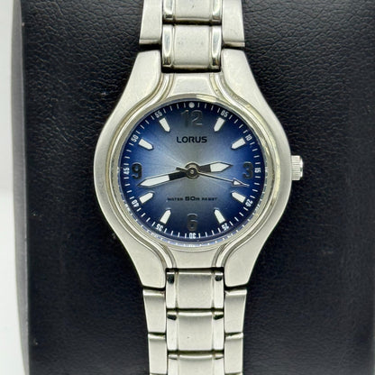 Lorus Ladies Quartz Watch Blue Dial Silver Tone Bracelet Japan Working 23mm