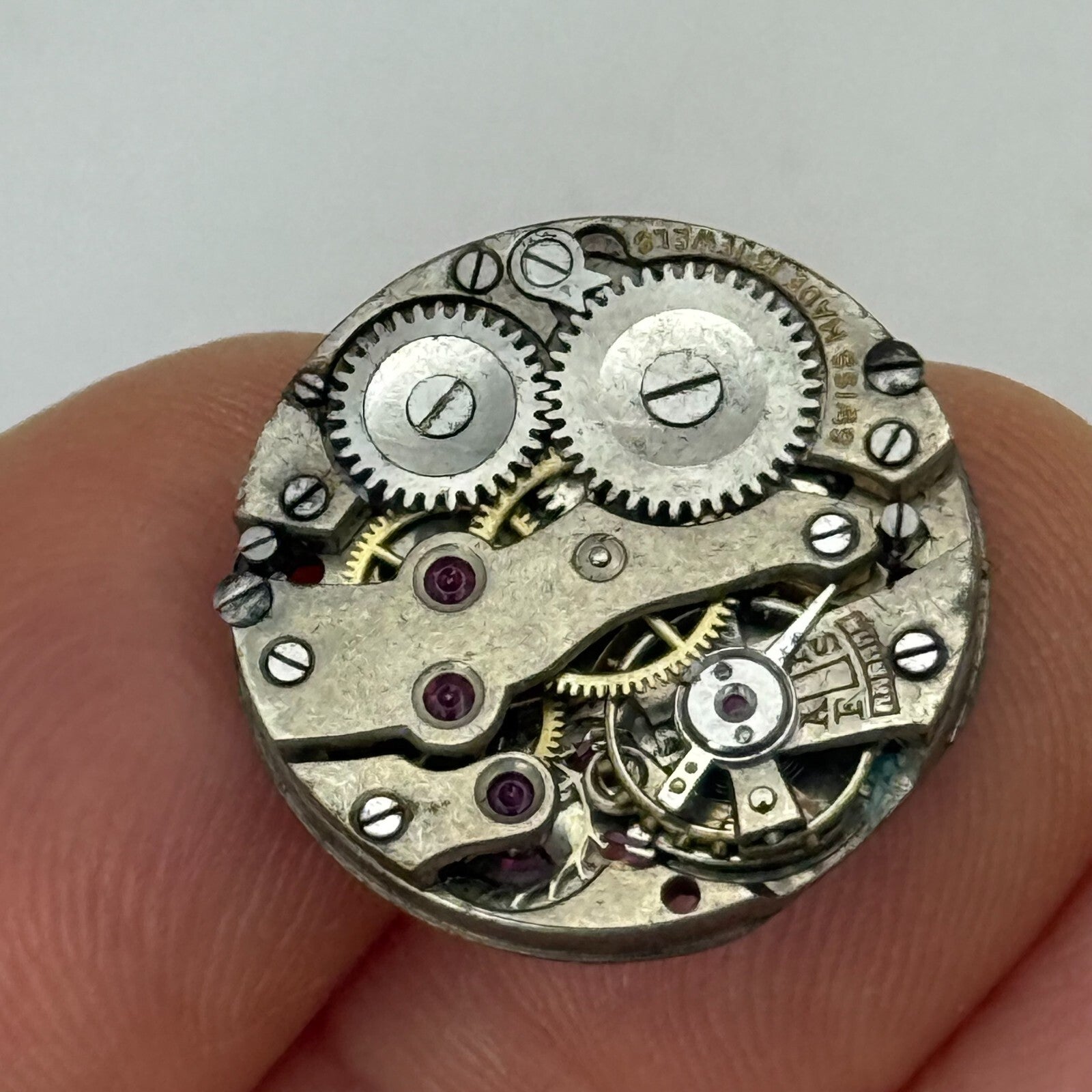 19.7mm Vintage FHF Patent 51482 Swiss Manual Wind Watch Movement PARTS REPAIR