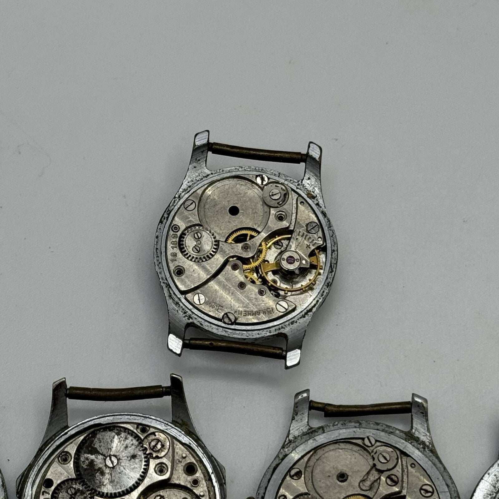 9 x Vintage Soviet Manual Wind Watch Heads For Parts Repair Job Lot Bundle