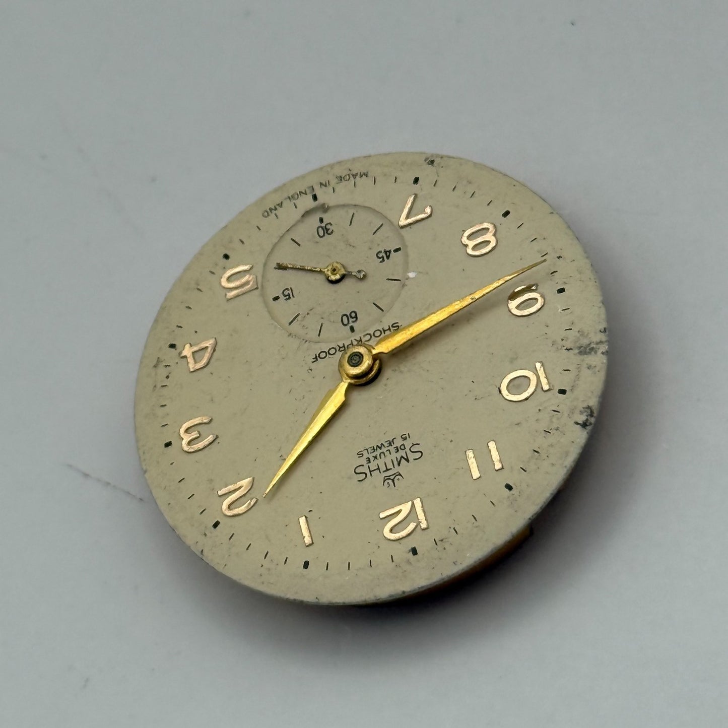 Smiths De Luxe 72 Shockproof Watch Movement Manual Wind Vintage Parts 26.9mm