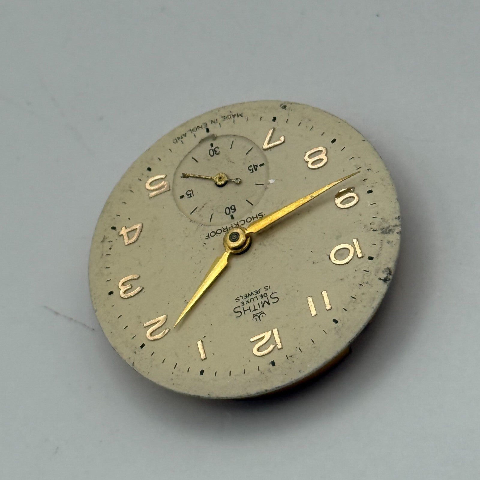 Smiths De Luxe 72 Shockproof Watch Movement Manual Wind Vintage Parts 26.9mm