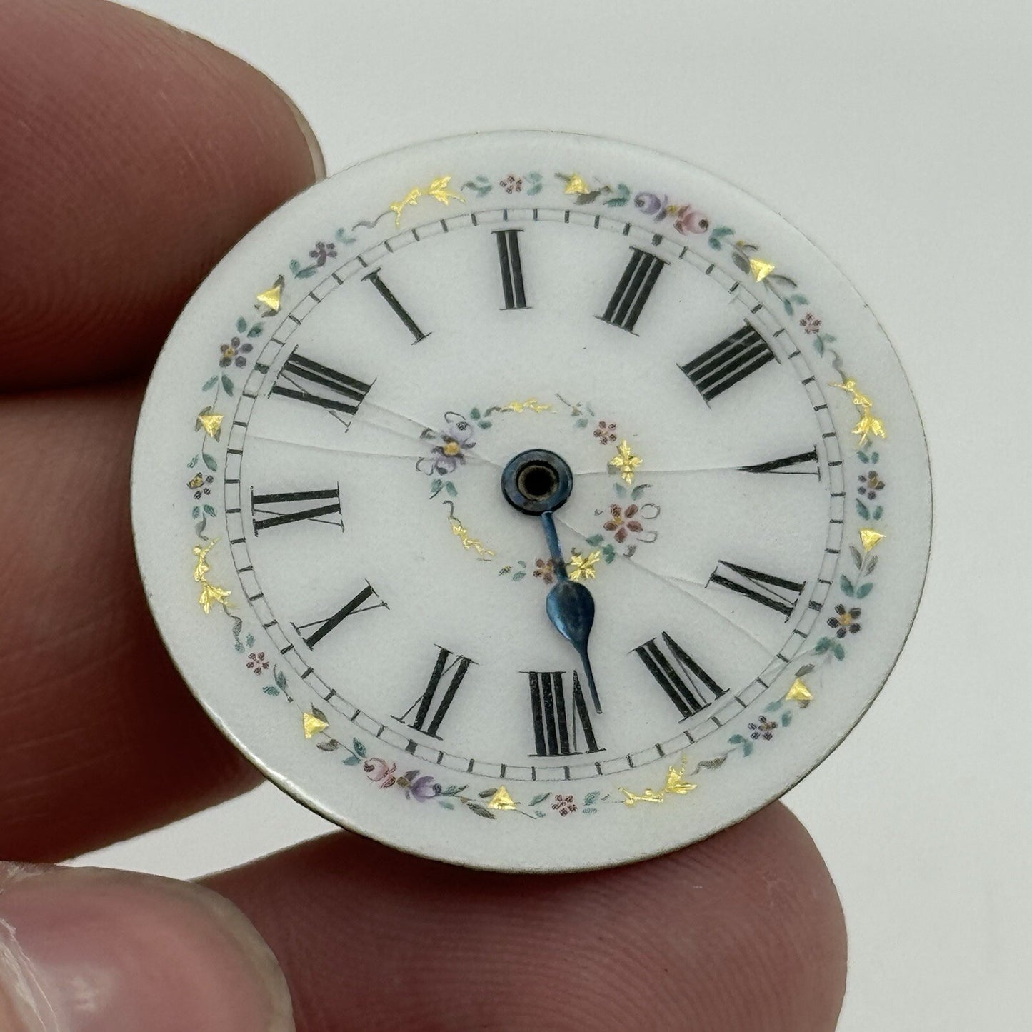 31.4mm Antique Beautiful Porcelain Patterned Pocket Watch Dial Spares Parts