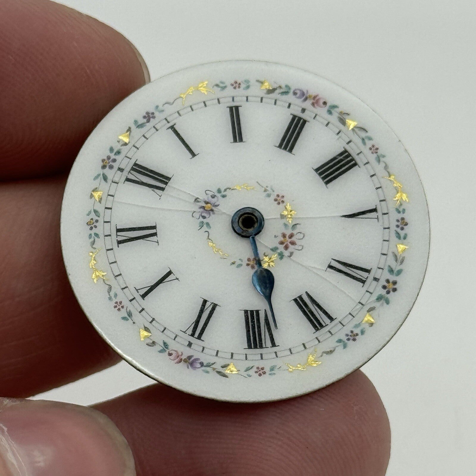31.4mm Antique Beautiful Porcelain Patterned Pocket Watch Dial Spares Parts