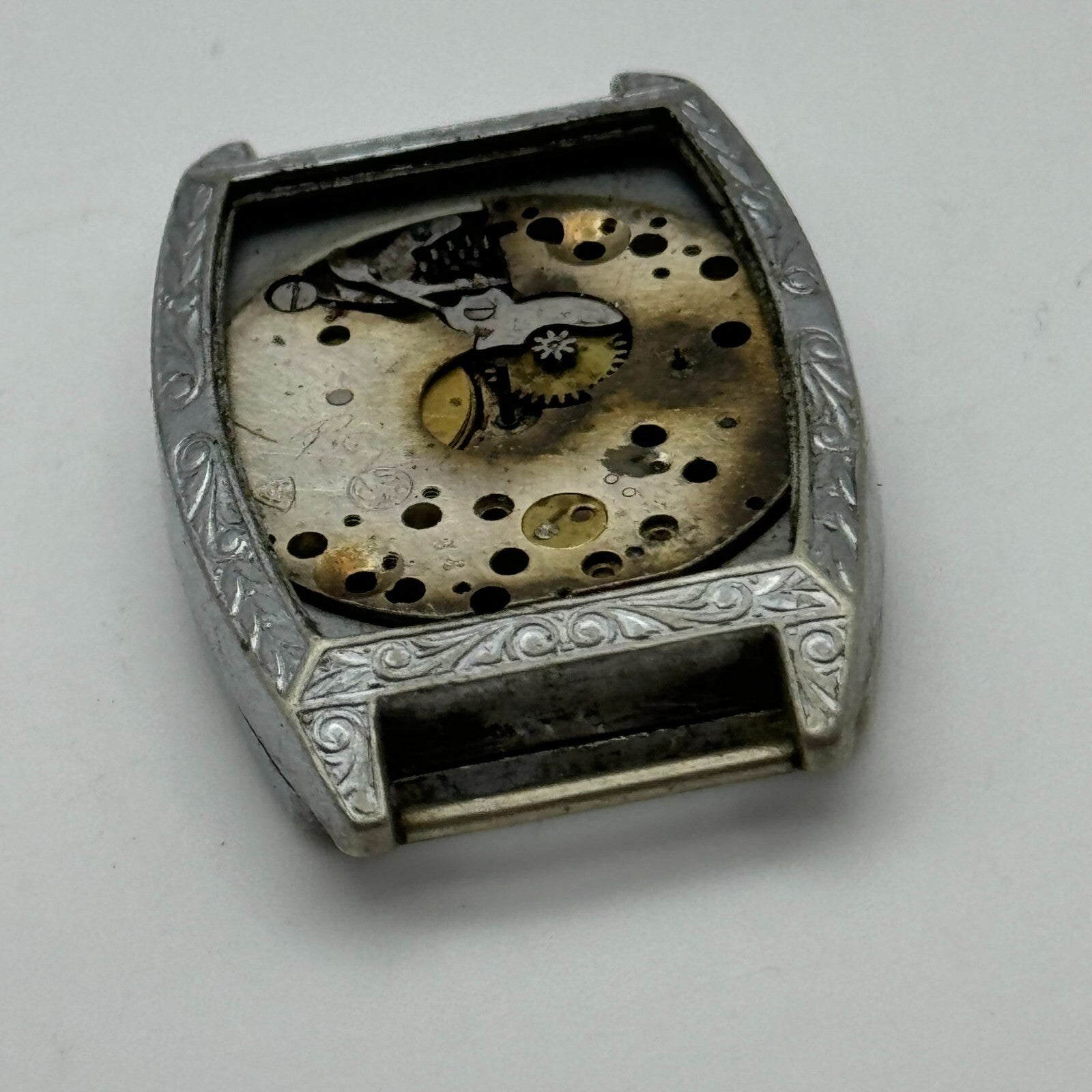 25.8mm AS 340 A Schild Watch Movement And Art Deco Tank Case 15 Jewels PARTS